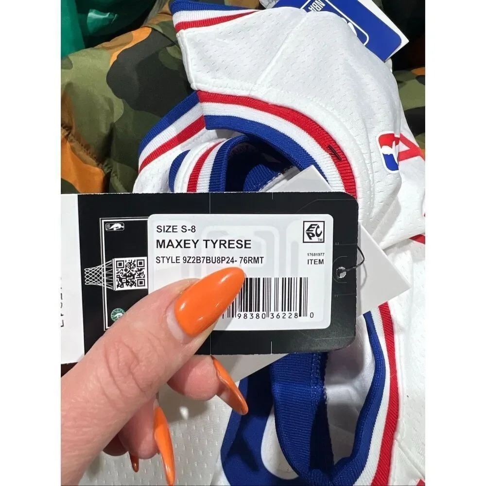 Nike NWT Tyrese Maxey White Philadelphia 76ers 2024/25 Swingman Player Jersey Ci